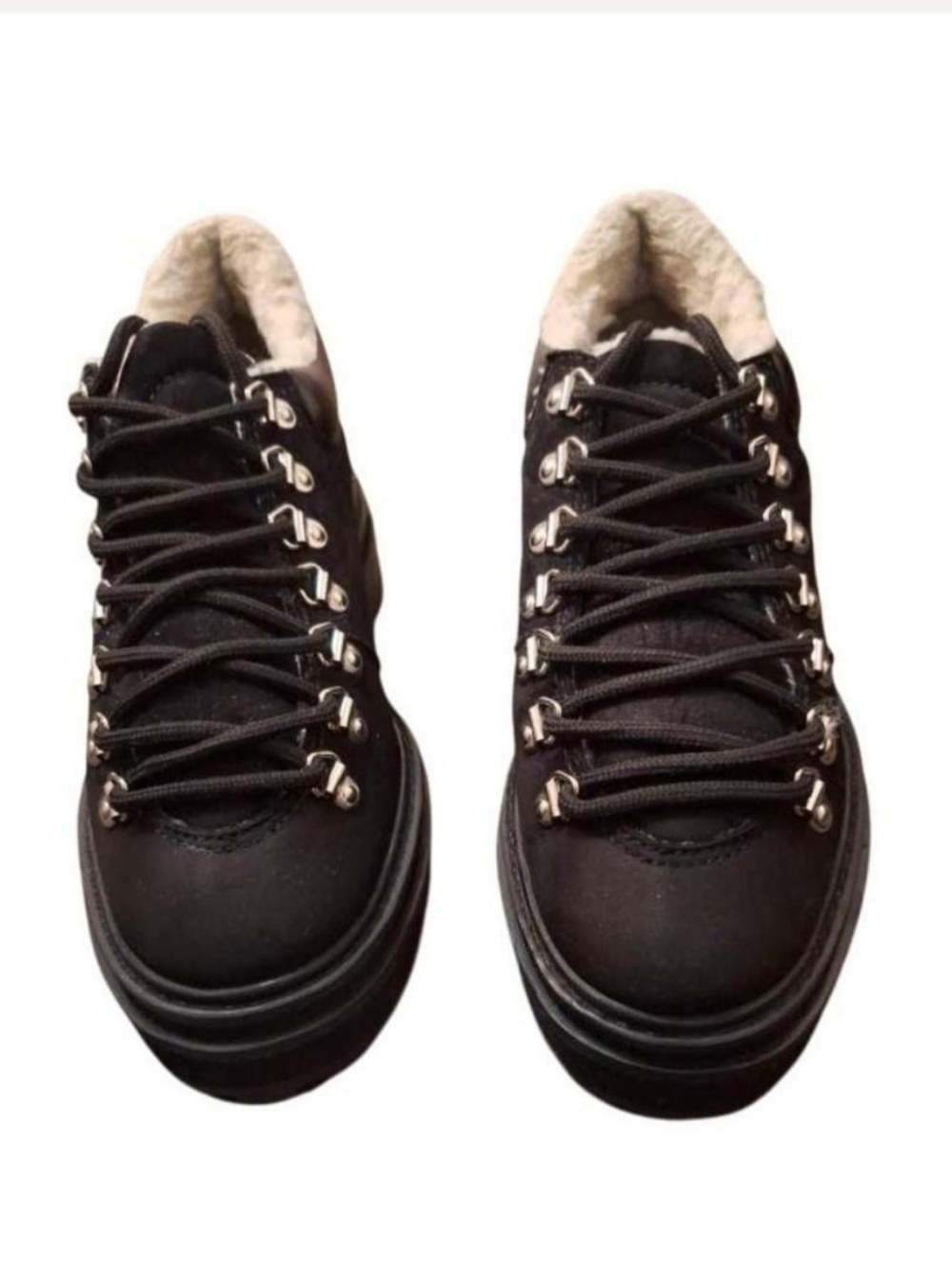 SCHUTZ Black Boots with White Shearling